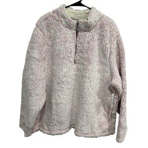 Time And Tru Plus Snow Tipped Pink Fleece Jacket With Half-Zip Sz 3X